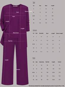 3pcs Women Casual Solid Color Outfit Set: Jacket/Cardigan + Round Neck Sleeveless Top + Elastic Waist Straight Leg Pants, Soft Stretchy Fabric, Loose & Comfortable Fit, Spring/Autumn/Winter - Purple - View 6