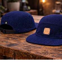 Anth Co Five Panel Original Flat Brim Velvet Cap - Blue - View 3