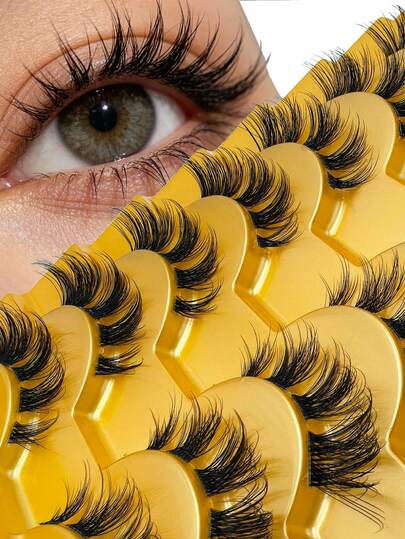 Manga inspirierte schlanke Fake-Wimpern 3D gebündelt mit transparentem Stiel, Anfänger Tagesmakeup