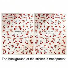 Cute Cherry Nail Art Stickers With Rhinestone Design 5D Nail Decals, Suitable For Children, Women, Girls DIY Nail Art - Multicolor - View 9