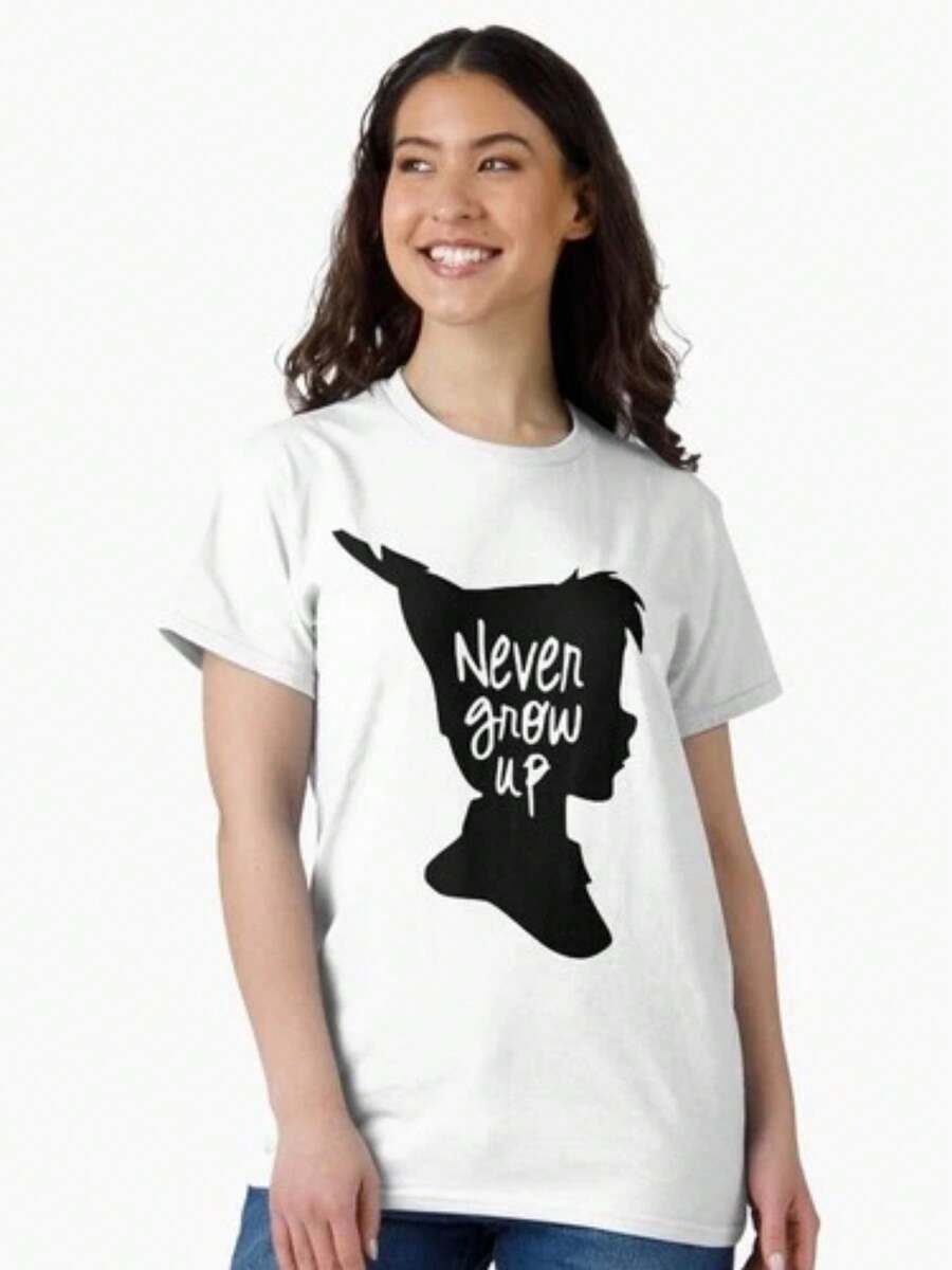 DISNEYWORLD PETERPAN NEVER GROW UP CUTE CLASSIC FUNNY T SHIRT UNISEX - Black - View 1