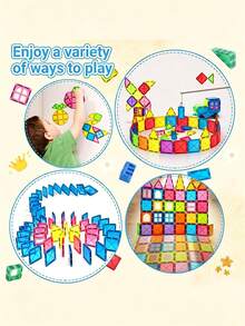 40/64/100pcs Magnetic Building Blocks Set, STEM Construction Toys And Montessori Learning Gifts, Suitable For Children 3+ Years Old, Multicolor Mix, Birthday Gift - Multicolor - View 3