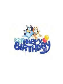 Bluey 1pc Bruce Cake Topper And Cupcake Topper Set, Bruce Theme Birthday Party Decoration Supplies - Multicolor - View 8