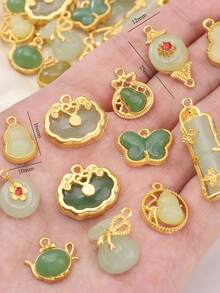 beadia 2 piezas de colgante de vidrio vintage - múltiples estilos - adecuado para la fabricación de joyas como aretes, pulseras, collares - colgante - Ver 5