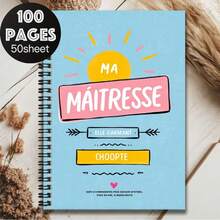 Sổ tay lò xo kiểu Pháp thanh lịch, thiết kế bìa "MA MAÎTRESSE", thích hợp để ghi chú công việc, học tập, sử dụng hàng ngày ở trường. Món quà ý nghĩa cho lễ tốt nghiệp, sinh nhật và các dịp khác, có thể dùng làm nhật ký, sổ kế hoạch hàng ngày, sổ ghi nhớ, 100 trang/50 tờ, người bạn đồng hành đáng tin cậy. - M - Xem 5