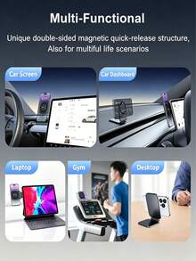 2026 Nuevo Soporte Magnético Dual para Teléfono, Soporte de Coche Plegable Multifunción Ultra Delgado, Soporte Ajustable para Teléfono Inteligente - Multicolor - Ver 8