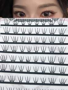 80片U型免胶假睫毛，韩版女团款蓬松纤维假睫毛，自然甜美日常眼妆（随机底部卡片） - C - 查看 3