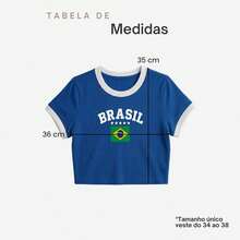 Women's Cropped Blouse Brazil Print Ribbed World Cup Premium T-Shirt - Blue - View 3