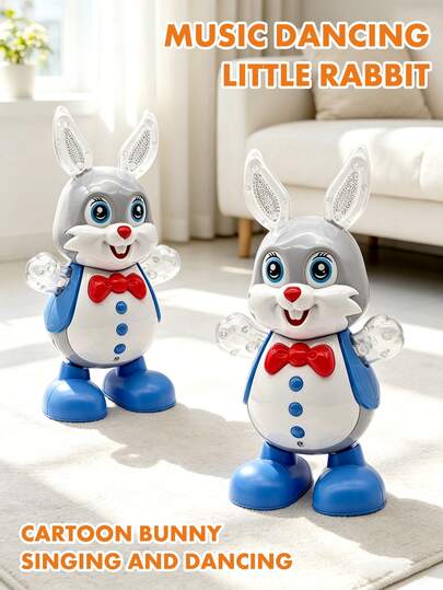 2+ Years Old Kids Electric Dancing Rabbit Toy - Emits Sound & Lights, Swaying Left & Right, Colorful Lights + Dynamic Music. Made Of ABS Material. Cute Design. Suitable For 2+ Years Old Kids. Great For Family Play, Parent-Child Interaction, And Children's Educational Toy. Suitable As Halloween, Christmas, Thanksgiving, And Back-To-School Gift.