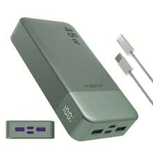 Sạc dự phòng Juovi, Pin sạc nhanh 20000mAh 45W PD3.0 QC 4.0 có màn hình LED, 2 USB-C, 2 USB-A cho iPhone 15, Sạc siêu nhanh màu xanh lá cây, Màn hình LED, Sạc dự phòng cho thiết bị Android và iPhone có cổng USB và Type-C, Pin lithium polymer an toàn và ổn định Thích hợp cho các hoạt động vui chơi ngoài trời, Mua sắm, Du lịch, Nguồn điện dự phòng cho Apple iPhone, iPad, Điện thoại Android, Quà tặng cho gia đình, Bạn bè, Sinh nhật, Giáng sinh, Mùa đông - màu xanh lá - Xem 12