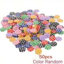 30/50/100 piezas Botones de resina con patrón estilo universitario, botones redondos de dos agujeros universales para camisa y suéter, accesorios de decoración de tela DIY hechos a mano, color aleatorio - Multicolor - Ver 12