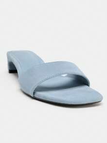 Mẫu sandal cao gót hở gót bằng da lộn mới dành cho nữ, bộ sưu tập Xuân/Hè 2026. - Màu xanh lam - Xem 4