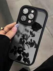 1pc Black Rose Shockproof Basic Phone Case Compatible With IPhone 17 Pro Max/17 Pro/17 Air/17/16 Pro Mx/16/16 Pro/16 Plus/16E/15/15 Plus/15 Pro/15 Pro Max/11/12/114 Pro Max/XS/XR/11 Pro/11 Pro Max/12 Pro/12 Pro Max/13 Pro/13 Pro M Plus/14 Pro/14 Pro Max/14 Plus - Multicolor - View 4