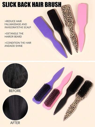 1pc Leopard Print Pointed Tail Brush And Comb Set, Featuring Soft Bristles And Durable ABS Material, Smooth Brushing, Suitable For Styling And Grooming At Home Or Salon