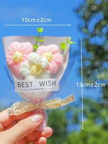 1 pièce Bouquet de pompons en fil tressé créatif. Fleur artificielle tricotée et crochetée à la main, cadeau idéal pour la Saint-Valentin, la Fête des Mères, la remise des diplômes, l'anniversaire et la rentrée scolaire. - Multicolore - Voir 8