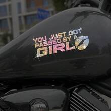 1张“你被女生超过了”自粘亮面贴纸 时尚艺术贴纸，适用于汽车、卡车、墙壁、笔记本电脑，一次性使用，不留残胶 - 兼容塑料表面，闪亮笔记本电脑贴纸 - A - 查看 6