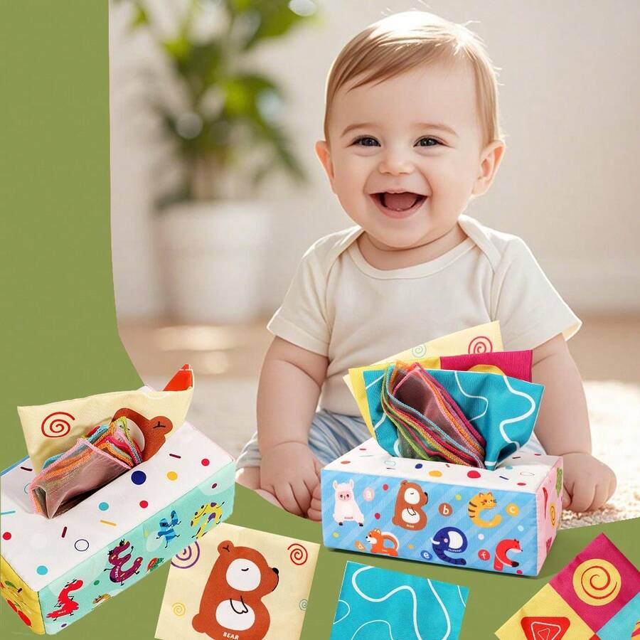 14 Stück Baby Kognitions-Papierzieh-Spielzeug-Set, Feinmotorik-Spielzeug, Reise-Lernspielzeug zur Förderung der frühen Kognition, Gedächtnis- und Greifübungen, Weihnachts- und Geburtstagsgeschenke für Jungen/Mädchen