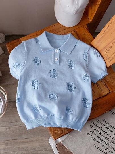 Áo polo tay ngắn, màu trơn, cổ khoét hình chim, chất liệu mỏng, thích hợp cho bé trai, phù hợp đi học và mặc hàng ngày, mùa xuân/hè/thu.