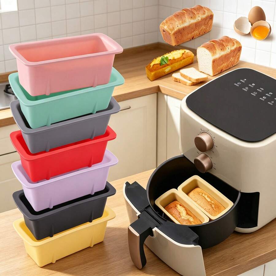 2pcs Rectangular Silicone Cake Molds, Silicone Baking Pans, Available In Different Sizes, Non-Stick And Easy Release, Suitable For Homemade Cakes, Breads, Meat Rolls And Omelets, Size: 19.2cm X 9.5cm, Thicker And Non-Slip Silicone Molds, Bread/Toast Molds, Large Capacity Ice Cube Trays, Thicker And Larger Rectangular Silicone Ice Cube Trays Suitable For Summer, Baking Equipment, Cake Tools, Kitchen Accessories