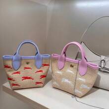 Mini Embroidered Straw Bag – Stylish Handbag, Shoulder & Crossbody Woven Tote For Women,Free Shipping - Pink Straw - View 3