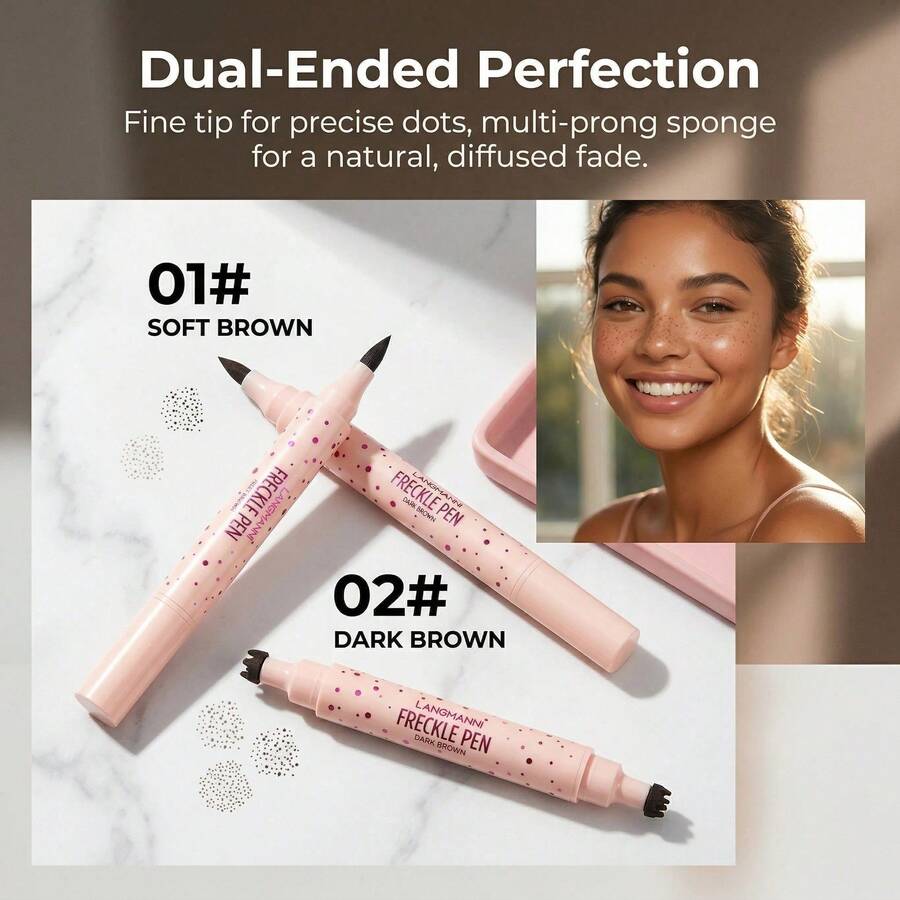 Face Makeup Freckle Stamp Pen Set, 6 Point Air Cushion Waterproof Long Lasting Sun Kissed - Brown - View 1