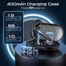 سماعة رأس لاسلكية مع علبة شحن 400mAh، وقت تشغيل 55 ساعة، ميكروفون مدمج للقيادة/الأعمال/المكتب، متوافقة مع هواتف iOS/Android، سماعة أعمال، سماعات مكتب، معدات صوتية حديثة، سماعة أنيقة، بلاستيك - مشاهدة 6