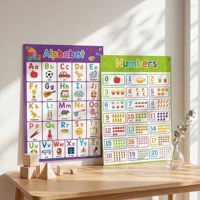 2 bộ tranh áp phích giáo dục cho trẻ em, tranh áp phích giáo dục khổ lớn, bảng chữ cái ABC và số từ 1-20, công cụ giáo dục tại nhà, giáo dục bảng chữ cái tiếng Anh cho trẻ nhỏ.