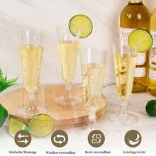 10/25/50 Pieces Reusable Clear Champagne Flutes, 150ml Plastic Cocktail Party Glasses For Parties, Weddings And Large Celebrations - View 2