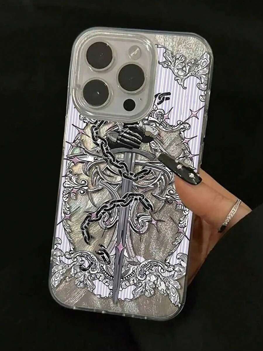 Vintage Elegant Cross Sword Design Phone Case Compatible With IPhone 17 Pro Max/17 Pro/17 Air/17/16 Pro Max/15 Pro Max/ 14 Pro/13 Pro With Lens Film, Niche 12, 14 Pro Max, 15/16 Plus New Models