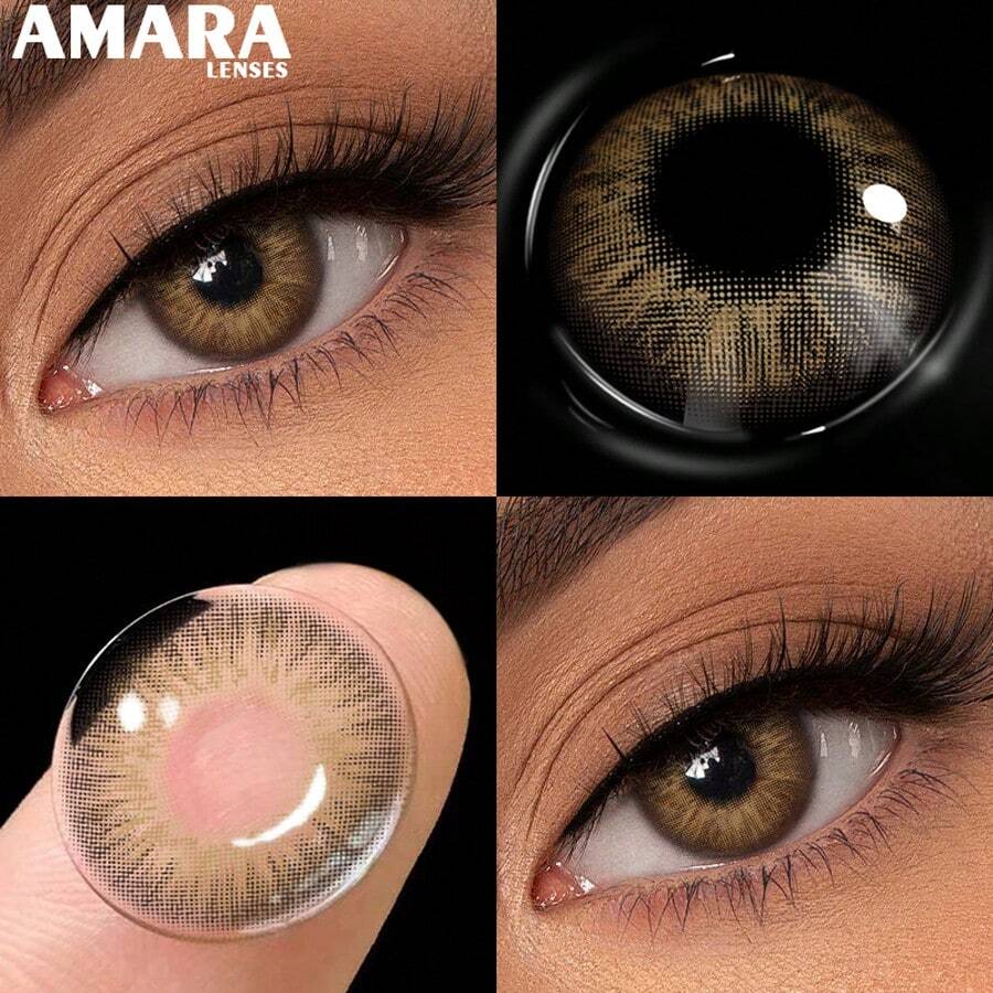 AMARA 1副粉色美瞳，直径14.5mm，适合全年佩戴，可用于化妆、眼妆，是情人节或圣诞节妆容的理想之选。