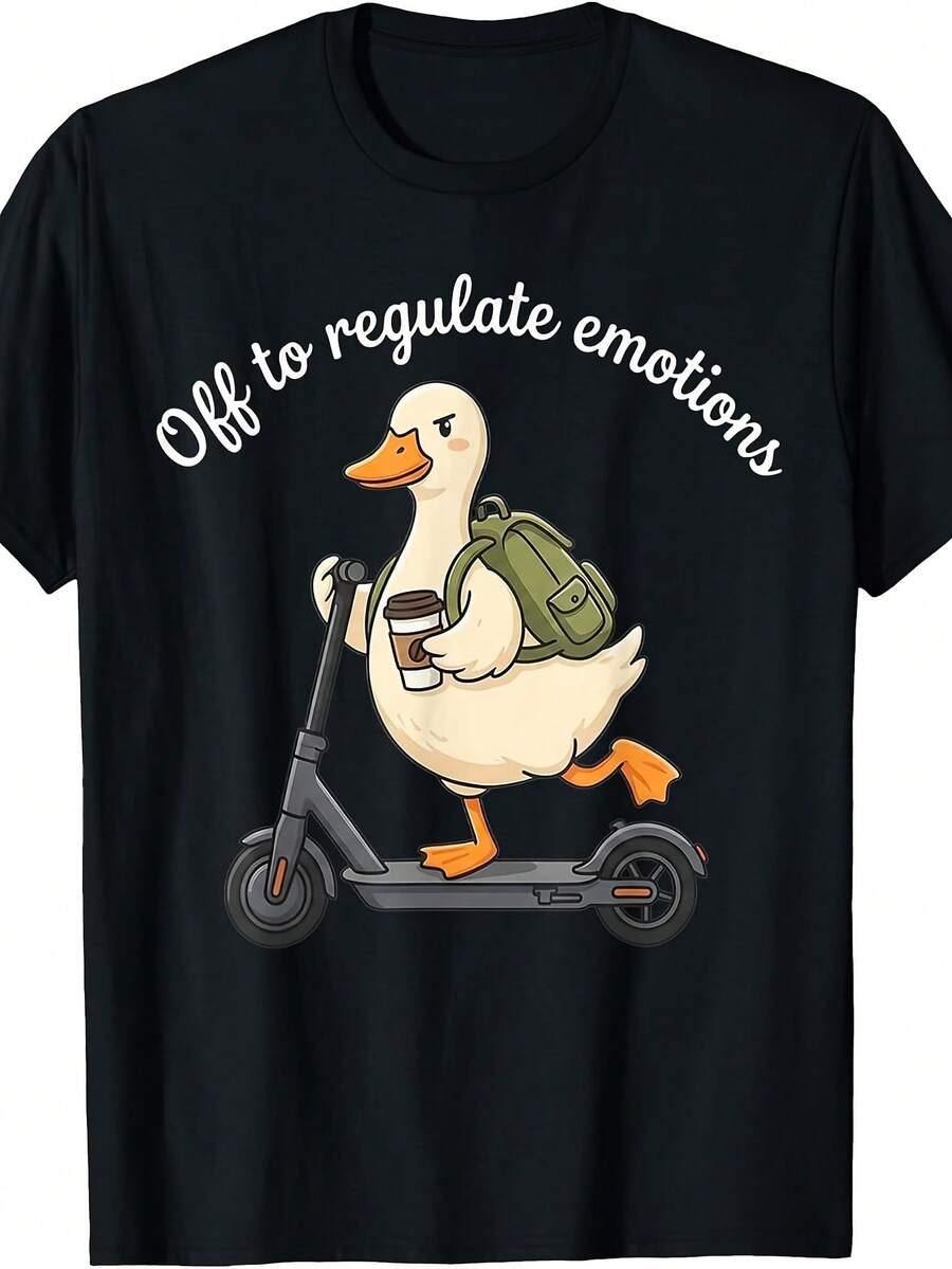 Vintage Fun Goose Mood Regulator Brain Health Counselor T-Shirt Summer Tops - Black - View 1
