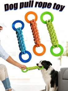 Medium And Small Dog Tug Rope Toy, Non-Slip Handle Design-Durable And Bite-Resistant, Helps Clean Teeth, Perfect For Tug-Of-War Games, Fetch Games, Meets Daily Training And Outdoor Play Needs - Multicolor - View 1