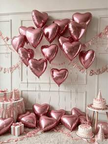 20個心形氣球 - 18英吋紅色、粉色、玫瑰金箔心形氣球，適用於訂婚、婚禮、派對用品、週年紀念、單身派對、生日、告白、浪漫裝飾、情人節 - 珠光粉紅色 - 查看 7