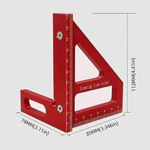 Aluminum Alloy Triangle Ruler, Combination Angle Ruler, 45-Degree And 90-Degree Marking Ruler, Woodworking Angle Ruler, Layout Tool, Precision Marking T-Square - Hợp kim nhôm - Xem 4