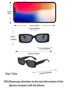 1 Pair Women's Retro Y2K Style Rectangular Personalized Charm Fashion Glasses, Suitable For Holidays, Beach Accessories, Party Gatherings, Outdoor Matching - Multicolor - View 4