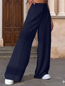 Alika Women's "Old Money" Tailored Trousers: High Waist And Minimalist Finish - 黑色 - 查看 3