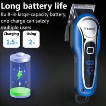 Kemei KM-1995 男士电动理发器，复古油头电动理发器，适用于理发店，USB充电，持久耐用，可修剪头发/胡须，父亲节礼物 - 查看 9