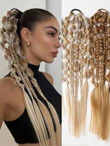 24 Inch Handmade Mixed Color Bubble Ponytail Hair Bundle, Suitable For All Women's Hair Types Elastics Rubber Bands - Color - View 2