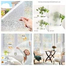 Rainbow Privacy Window Film, Static Cling Insulation Window Tint, Non Adhesive Decorative Window Glass Sticker - 1PC - View 4