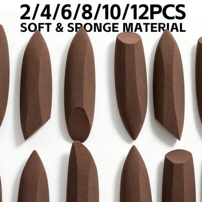2/4/6/8/12 PCS Brown Soft Makeup Sponge Set, Hypoallergenic Hydrophilic Polyurethane Cosmetic Puff, Latex-Free Multi-Shape Sponge For Wet & Dry Use, Flawless Foundation Tool For Concealer Powder Cream, Professional Makeup Sponge For Daily & Salon Use