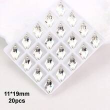 11*19mm, 20pcs/Pack, Diamond Shaped Flat Bottom Double Hole Exquisite Glass Rhinestones, For Sewing Wedding Dresses, Handbags And Shoes, Jewelry Making, Handicraft Accessories - 11*19mm 20pcs - View 28