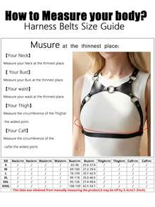 1 pieza Cinturón de suspensión de cuero sintético sexy para mujer, adecuado para uso diario y fiestas - Negro - Ver 5