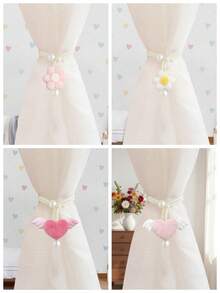 4pcs/2pcs/1pc 3D Plush Heart Wing Decor, Suitable For Mosquito Net, Curtain, Coffee Curtain And Sunshade Curtain - Multicolor - View 1