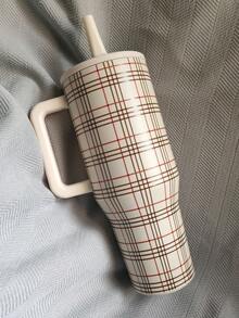 HYDROJUGs Traveler 40oz Tumbler Latest Blair Brown Grid Pattern Of Triple-Wall Insulated Stainless Steel Tumbler With Aleak-Proof Flip Straw. 24 Hours Cold, Completely Leak-Proof. Suitable For Water, Iced Tea Or Coffee,Juice, Ice Drinks , Hot Drinks. Suitable For Camping, Travel, Picnic, Work, Indoor Use. It Is A Wonderful Gift For Girlfriends, Wife, Family Members, Sisters, Friends. Birthday Gifts, Holiday Gifts, Valentine's Day Gifts. 1183 Ml - Blair - Xem 6