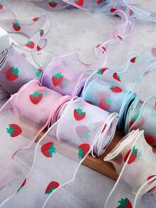 Pita Chiffon Motif Stroberi 1 Yard dengan Tepi Bergelombang, Pita Chiffon Stroberi Transparan Grosir, Pita Motif Buah Lembut yang Lucu Cocok untuk Membuat Aksesori Rambut, Pembungkus Kado, Dekorasi Pernikahan, Kerajinan DIY, dan Kue - Berbagai gaya - View 7