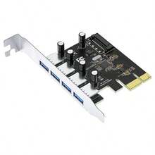VegGieg PCI-E 转 USB3.0 扩展卡，台式机 PCIe 转 4 端口 USB3.0 适配卡，5Gbps 高速传输，即插即用台式机接口扩展坞 - 彩色 - 查看 3