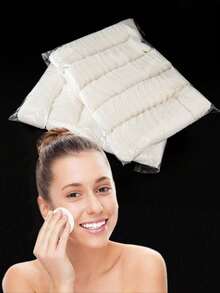 150/300 piezas Almohadillas de algodón redondas, 100% algodón puro almohadillas desmaquillantes sin pelusa por ambos lados, suaves y no irritantes, aptas para limpieza facial y ocular y desmaquillado - Blanco - Ver 9