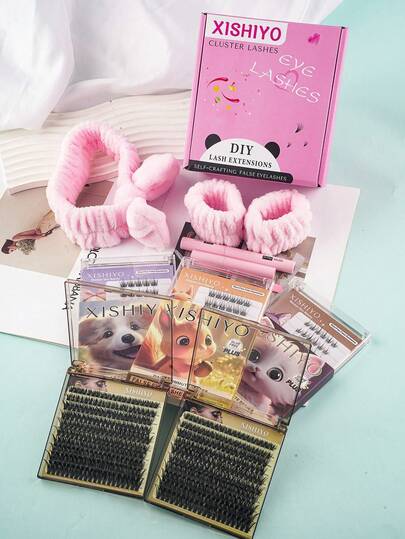 502片单根假睫毛，猫眼/纤细/浓密款套装，包含卸除睫毛膏和镊子，适合新手和老手，在家轻松DIY，柔软舒适，适合日常佩戴。