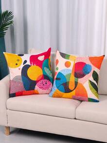 4 fundas de cojín con arte abstracto colorido, diseños geométricos, funda de cojín impresa por un solo lado, funda de cojín de piel de durazno para cama, lavable a máquina, decoración para sala, decoración para sofá, decoración para el hogar, decoración para fiestas, recuerdos de fiesta, regalos de fiesta - color - Ver 8
