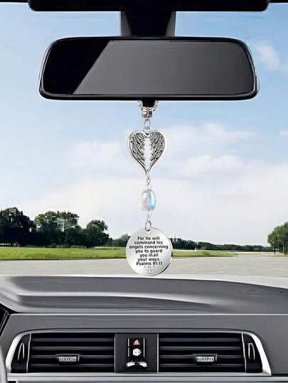 1pc Angel Rearview Mirror Hanging Decor, Christian Car Accessory Guardian Angel Pendant, Religious Gift For Women, Teenagers, Friends, Rearview Mirror Decoration